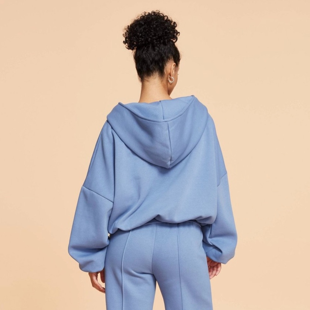 NWT Blogilates Full Zip Hooded Sweatshirt Hoodie Sz S Steel Blue - Picture 4 of 11
